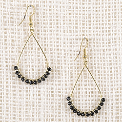 Hana Oval Loop Earrings (Black)