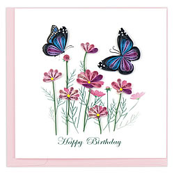 Birthday Flowers & Butterflies Card