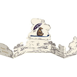 Bear On Flying Carpet Birthday Concertina Card