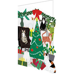 Cats & Christmas Tree Lasercut Card