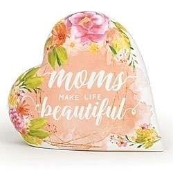 "Moms Make Life Beautiful" Love Note Music Box Heart