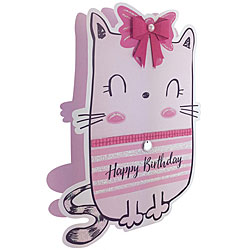 Pink Birthday Cat Card