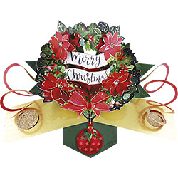 Merry Christmas Poinsettia Wreath Card