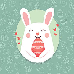 Pink & Green Easter Bunny Greeting Card