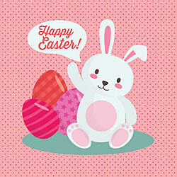 Pink Easter Bunny Greeting Card
