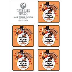 Gobble 'Til You Wobble Sticker [1-1/2" Square]