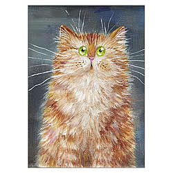 Ginger Cat on Denim Blue Card
