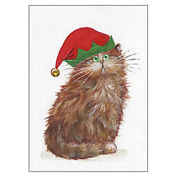 Elf Kitten In Red Hat Card