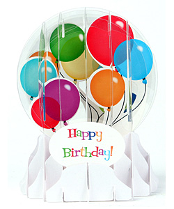Birthday Balloons Snow Globe Greeting (Medium, 5")