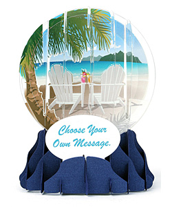 Beach Snow Globe Greeting (Medium, 5")