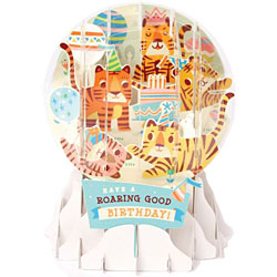 Birthday Tigers Snow Globe Greeting (Medium, 5")