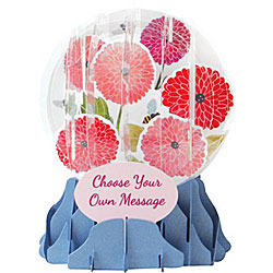 Bees & Dahlias Snow Globe Greeting (Medium, 5")