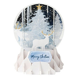 White Tree Snow Globe Greeting
