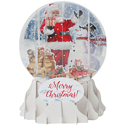 Santa & Snowman Snow Globe Greeting