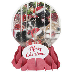 Christmas Puppies Snow Globe Greeting