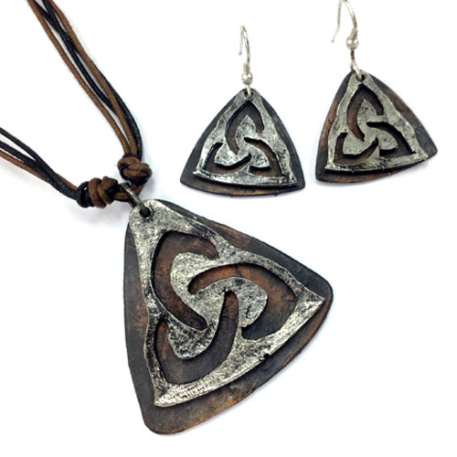 Triangle Symbol Necklace and Earring Set - Click Image to Close