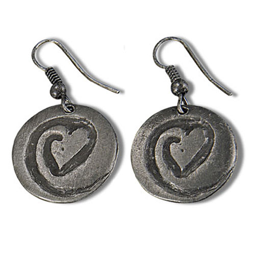Heart with Spiral Earrings (Round) - Click Image to Close