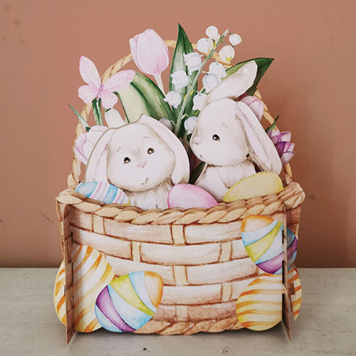 Bunnies In A Basket Card - Click Image to Close