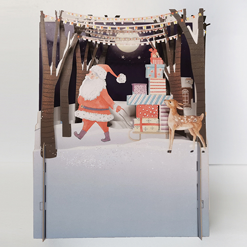 Santa Pulling Gifts On Sled Card - Click Image to Close