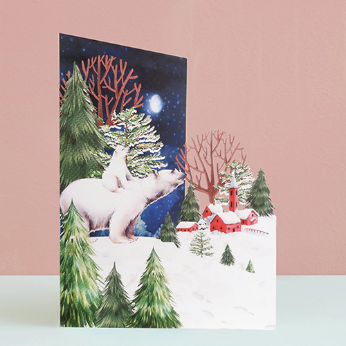 Polar Bears In The Winter Woods Card - Click Image to Close