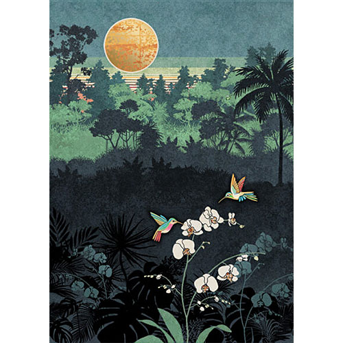 Orchid Hummingbird Card - Click Image to Close