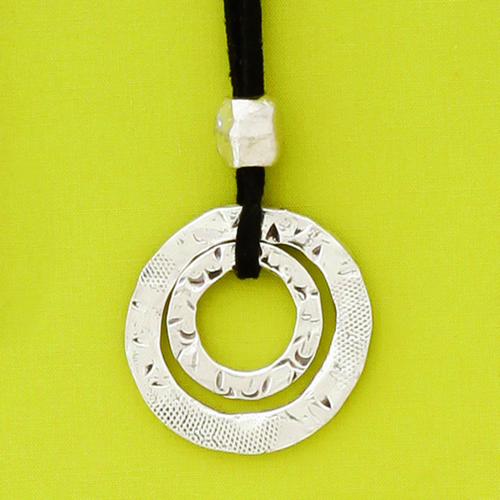 Pewter Double Hoop Necklace - Click Image to Close