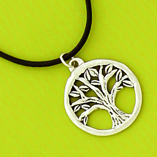 Pewter Circle Tree Choker - Click Image to Close