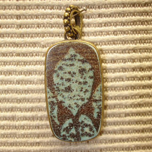 Bronze Plated Pendant (Turquoise w/Brown Branches 8668) - Click Image to Close