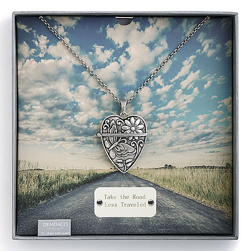 Road Less Traveled Story Heart Pendant - Click Image to Close