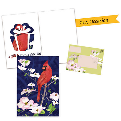 Cardinal Dogwood Card with Garden Flag - Click Image to Close