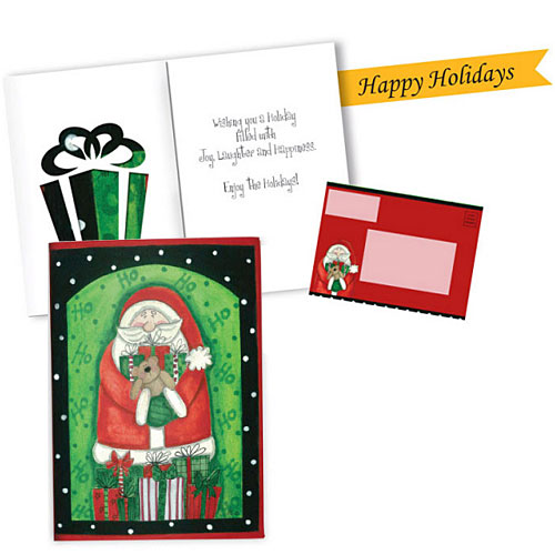 Santa & Presents Christmas Card with Garden Flag - Click Image to Close