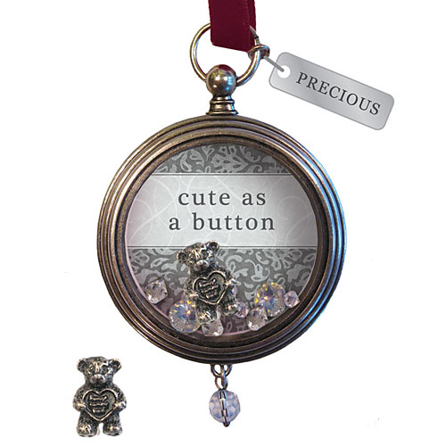 Cute As A Button Keepsake Locket Ornament - Click Image to Close