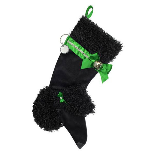 Poodle Christmas Stocking (Black) - Click Image to Close