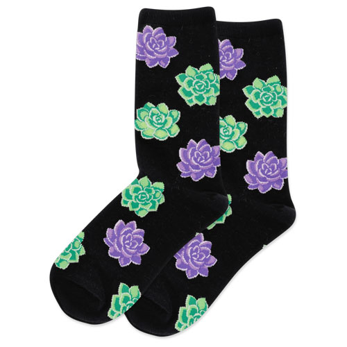 Succulents Socks (Black) - Click Image to Close
