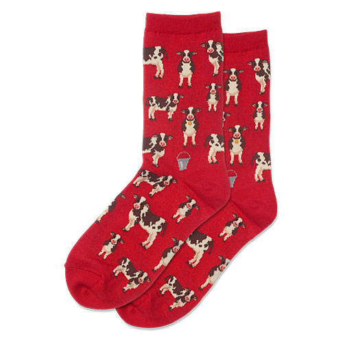 Cow Herd Socks (Red) - Click Image to Close