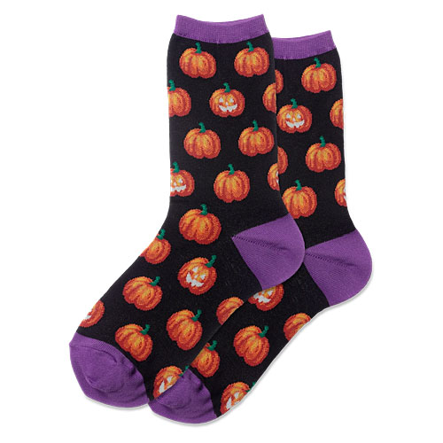Glow In The Dark Pumpkins Socks (Black) - Click Image to Close