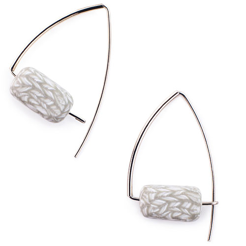 Linen Triangle Earrings - Click Image to Close