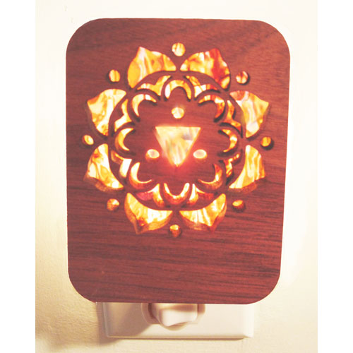 Mandala Night Light (Padauk Wood & Silver Mica) - Click Image to Close
