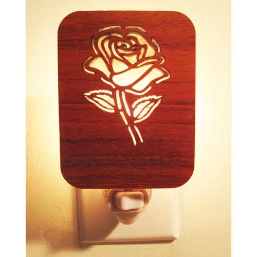 Rose Night Light (Padauk Wood & Silver Mica) - Click Image to Close
