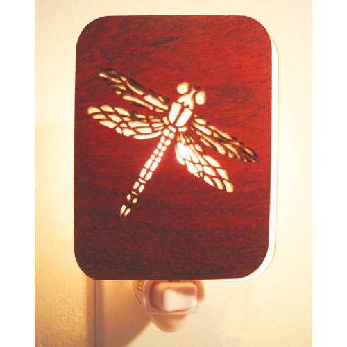 Dragonfly Night Light (Padauk Wood & Silver Mica) - Click Image to Close