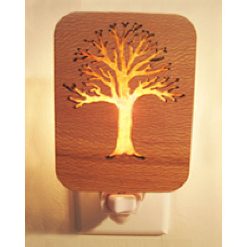 Tree Night Light (Sycamore Wood & Amber Mica) - Click Image to Close