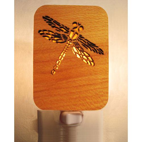 Dragonfly Night Light (Sycamore Wood & Amber Mica) - Click Image to Close