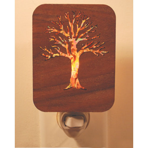 Tree Night Light (Walnut Wood & Mother of Pearl) - Click Image to Close