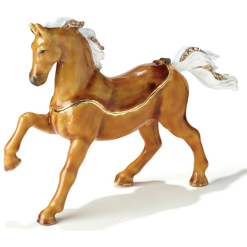 Arabian Horse Hinged Box (Light Brown) - Click Image to Close