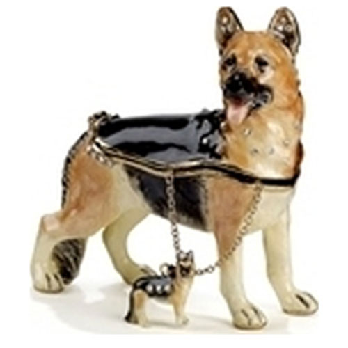 German Shepherd Hinged Box with Necklace - Click Image to Close