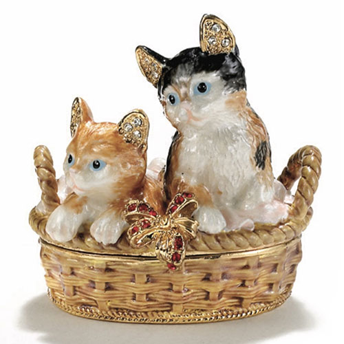 Kittens In A Basket Hinged Box - Click Image to Close
