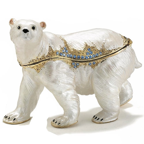 Polar Bear Walking Hinged Box - Click Image to Close