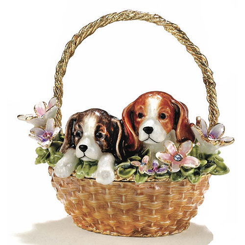 Puppies In A Basket Hinged Box - Click Image to Close