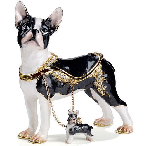 Boston Terrier Hinged Box with Necklace - Click Image to Close