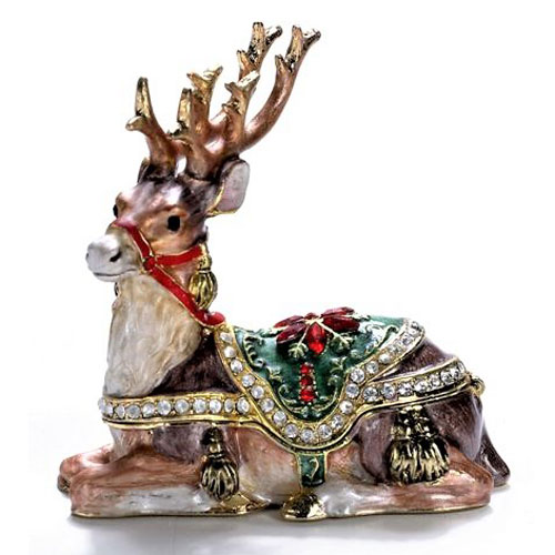 Reclining Reindeer Hinged Box - Click Image to Close